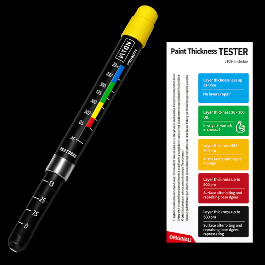 Nexora paint thickness tester pen with color-coded measurement scale for car inspection.
