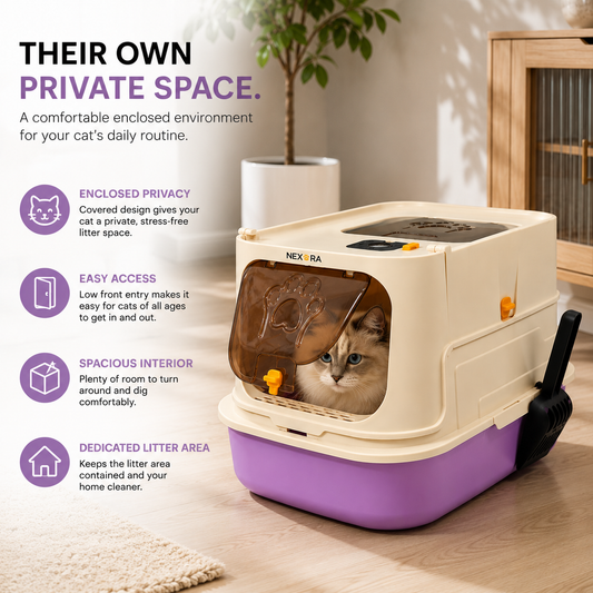 Nexora™ DualGuard LitterBox — Premium 2-Door Enclosed Cat Litter Box With Scoop