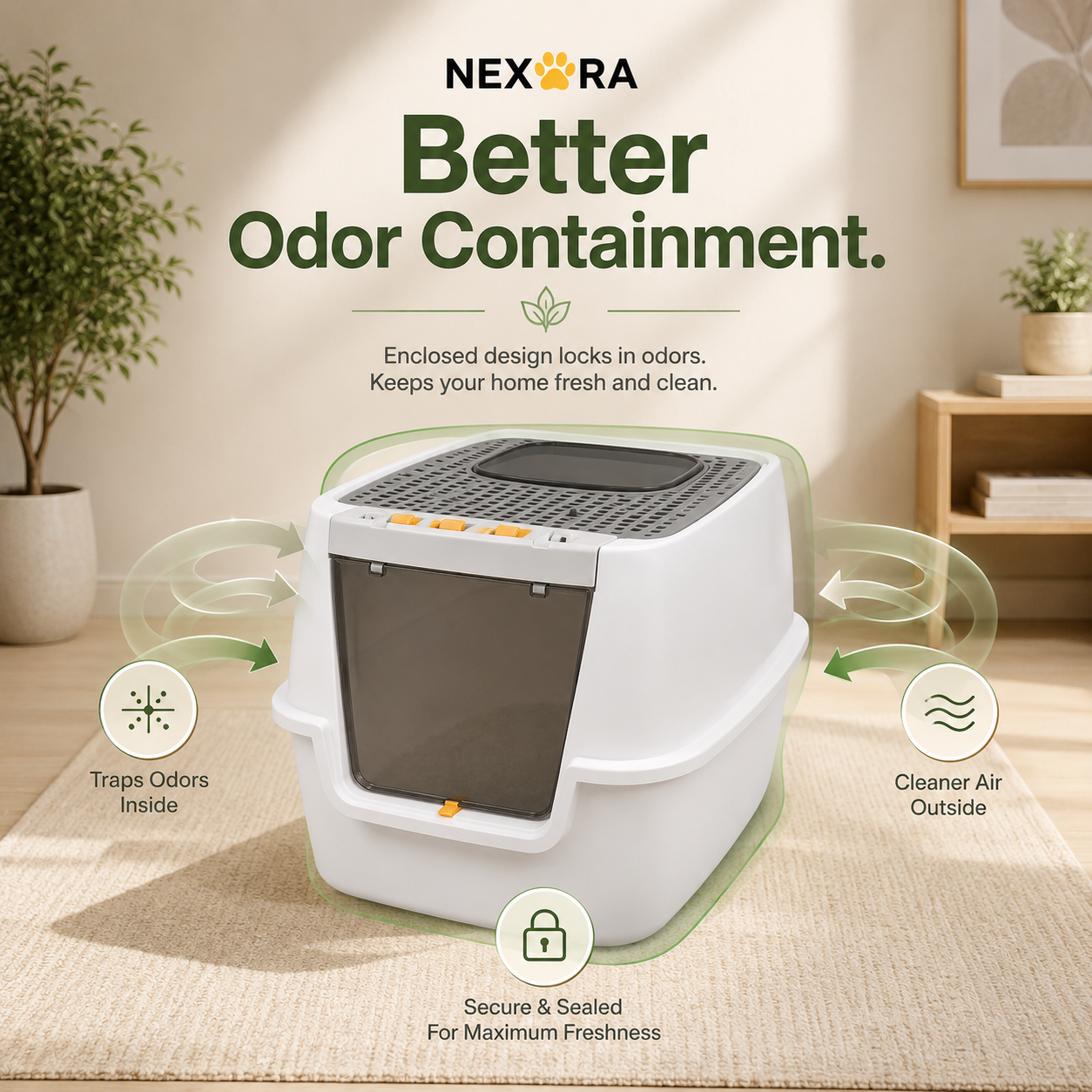 Nexora™ CozyClean Elite — Premium Enclosed Cat Litter Box With Splash Guard & Spacious Privacy Design