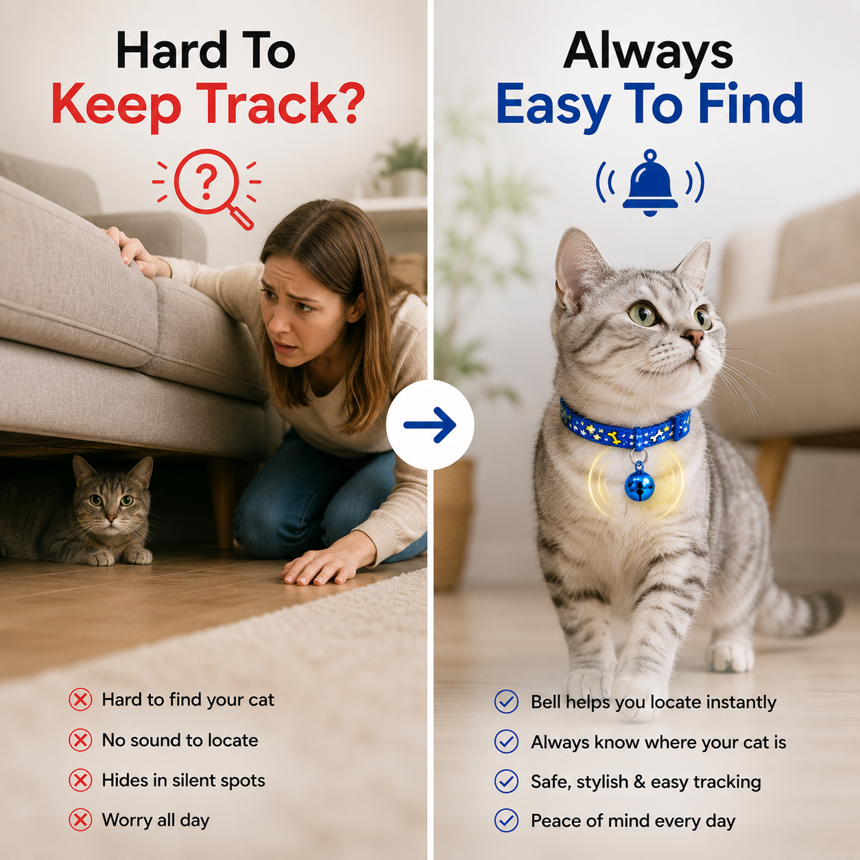Nexora™ CharmBell Cat Collar — Adjustable Safety Collar With Bell For Stylish Cats
