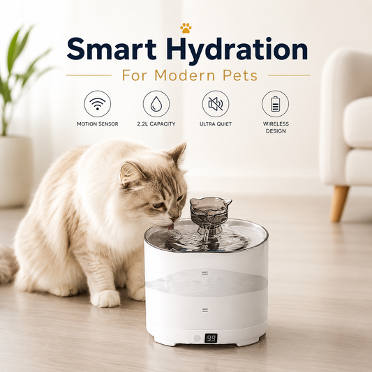 Nexora™ SmartSense Wireless Pet Fountain – Automatic Motion Sensor Water Dispenser