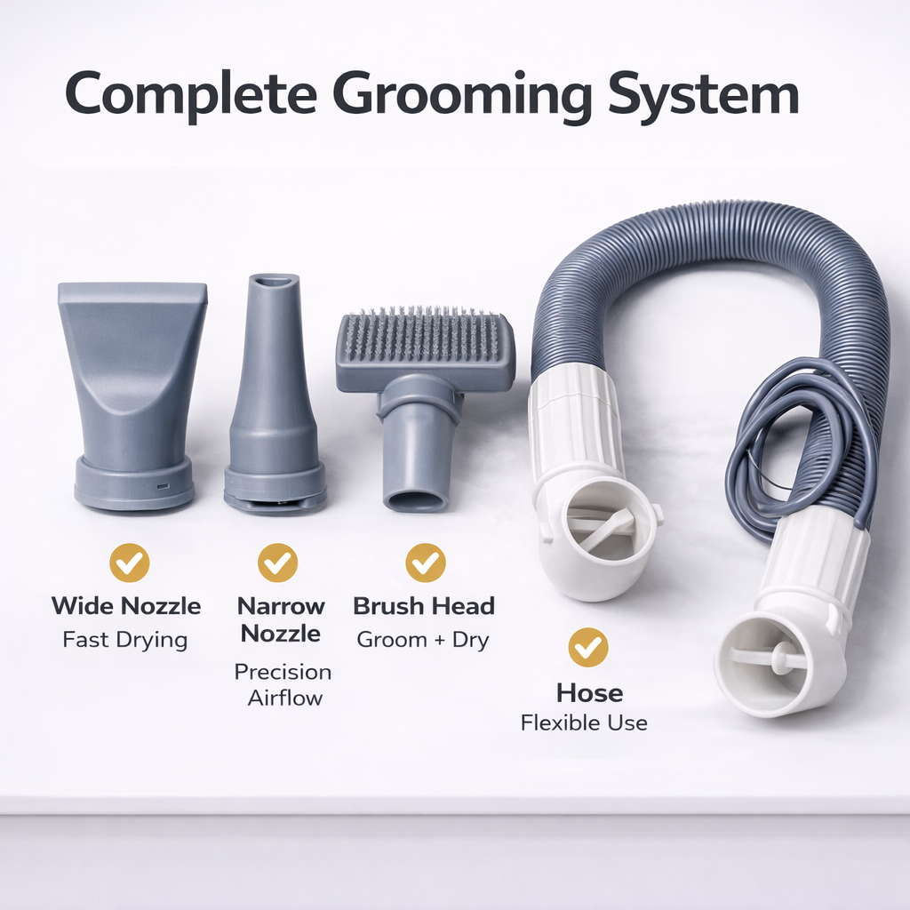 Nexora™ Professional Pet Hair Dryer Kit – Adjustable Heat & Low Noise Grooming System
