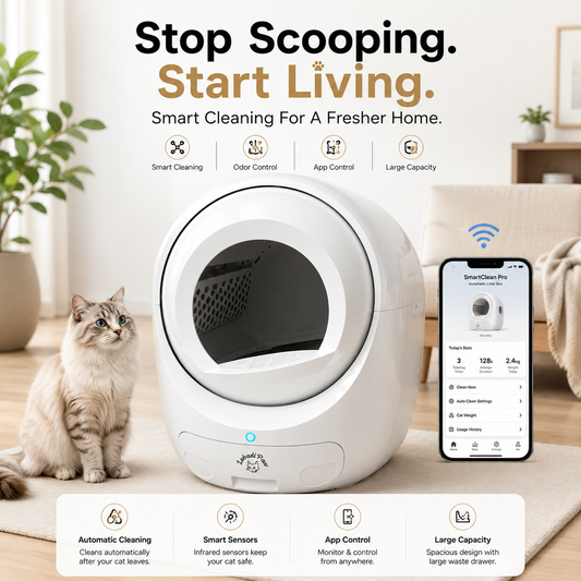 Nexora™ SmartClean Pro — Smart Automatic Self-Cleaning Cat Litter Box With Wi-Fi App Control