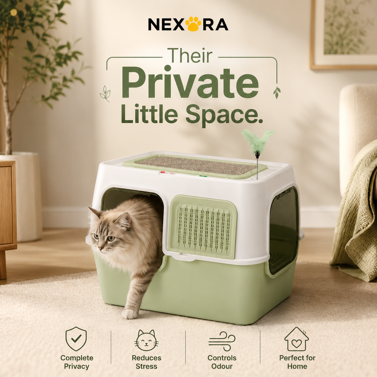 Nexora™ CozyClean Cat Haven — Premium Enclosed Cat Litter Box With Smart Ventilation & Easy-Clean Design