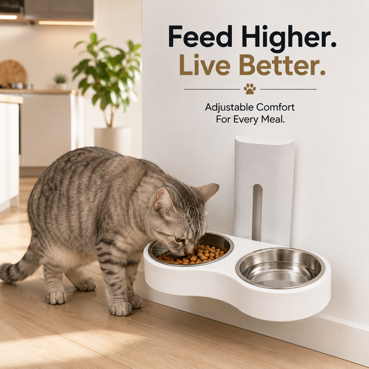 Nexora™ FlexMount Duo — Adjustable Wall-Mounted Stainless Steel Double Feeding Bowl For Pets