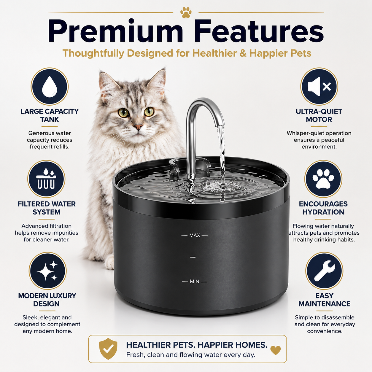 Nexora™ AquaLuxe Fountain — Ultra-Quiet Large Capacity Filtered Pet Water Fountain