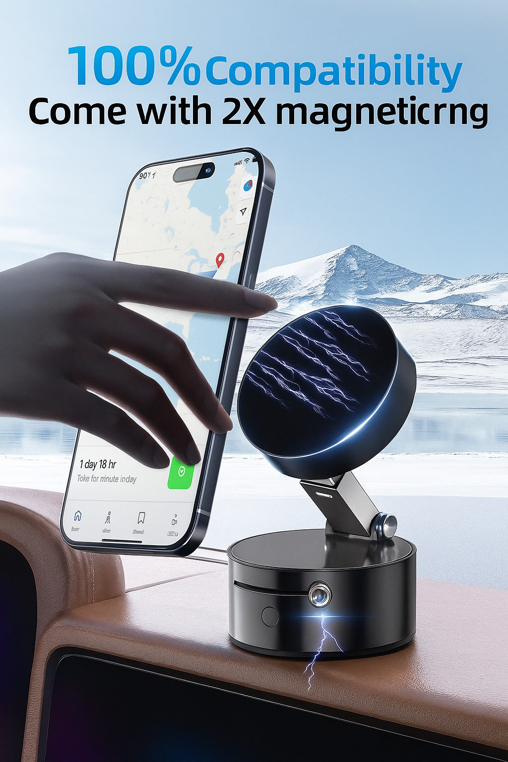 Nexora magnetic phone stand with universal compatibility and dual magnetic rings.