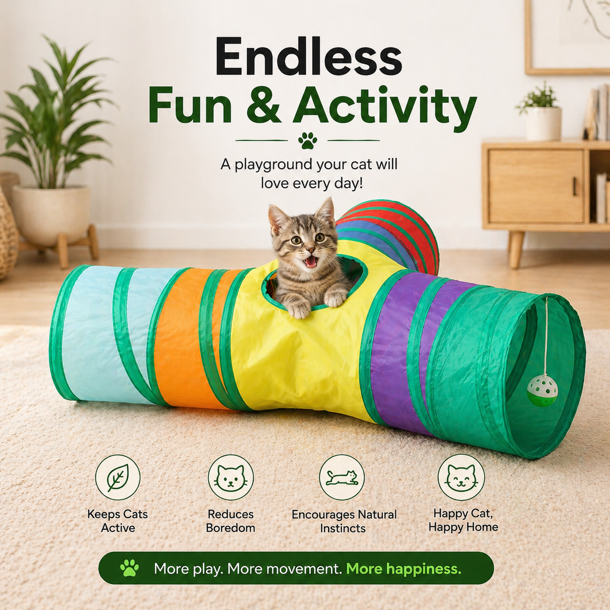 Nexora™ PlayTunnel T-Shape & Straight 3 & 2-Way Cat Activity Cave