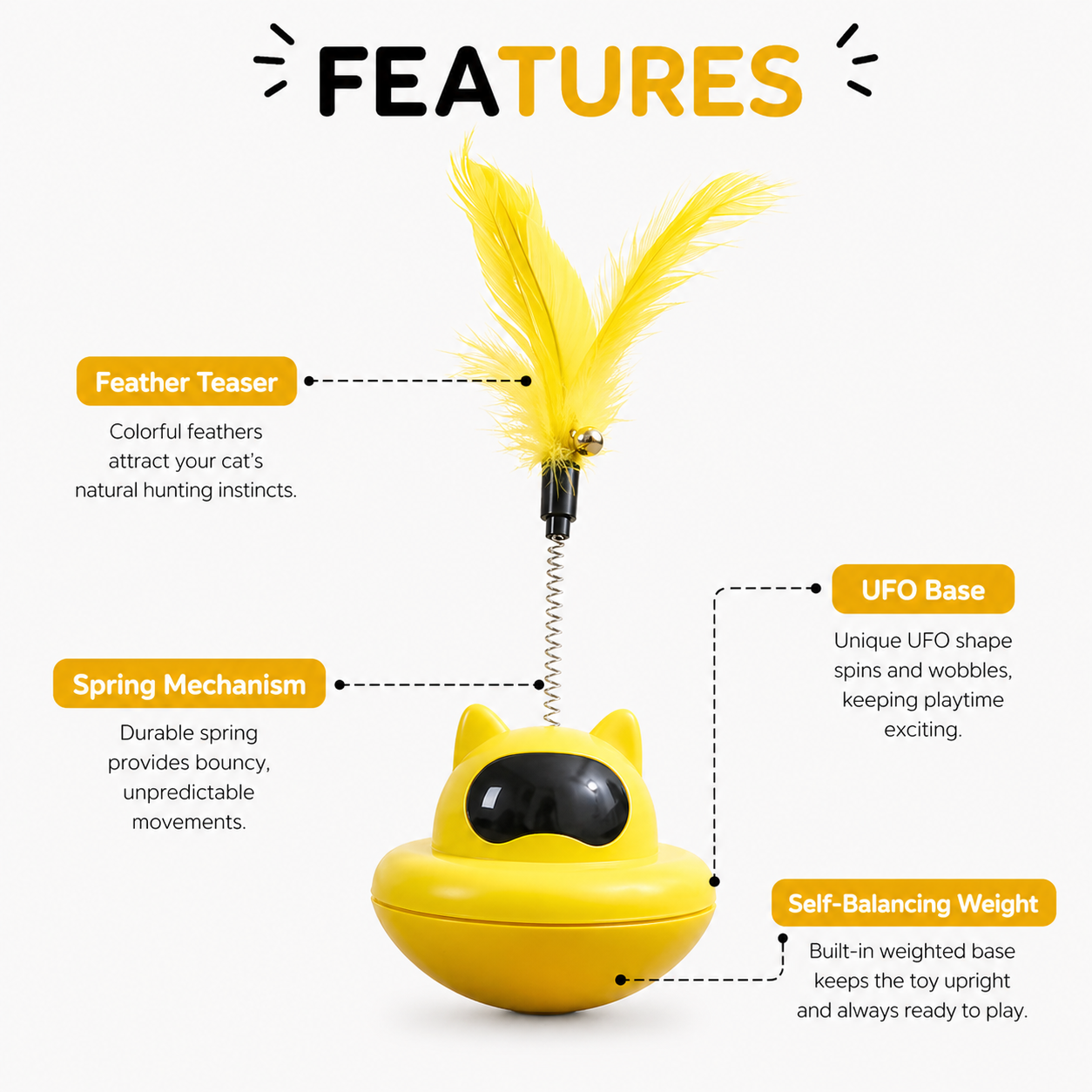 Nexora™ UFO Tumbler Toy — Smart Self-Balancing Pet Teaser