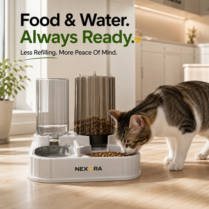 Nexora™ DineFlow Elite — Premium 2-in-1 Automatic Food & Water Dispenser Station for Cats & Dogs
