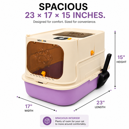 Nexora™ DualGuard LitterBox — Premium 2-Door Enclosed Cat Litter Box With Scoop