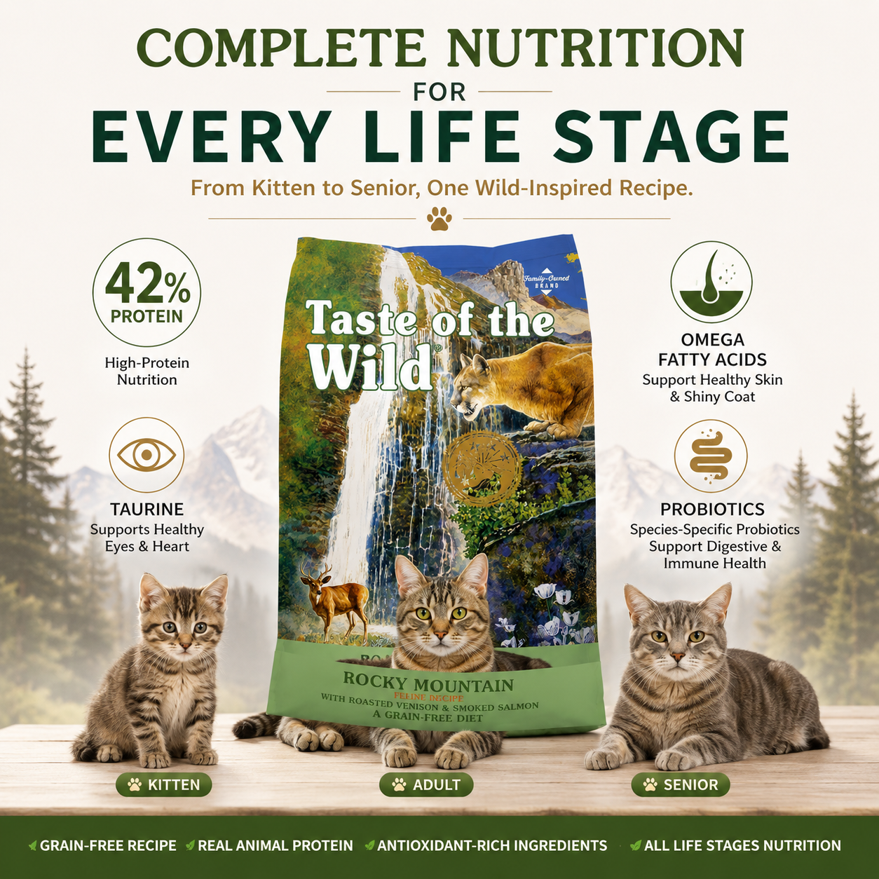 Taste of the Wild® Rocky Mountain Feline Recipe — High-Protein Cat Food With Roasted Venison & Smoked Salmon