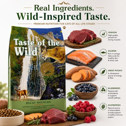 Taste of the Wild® Rocky Mountain Feline Recipe — High-Protein Cat Food With Roasted Venison & Smoked Salmon