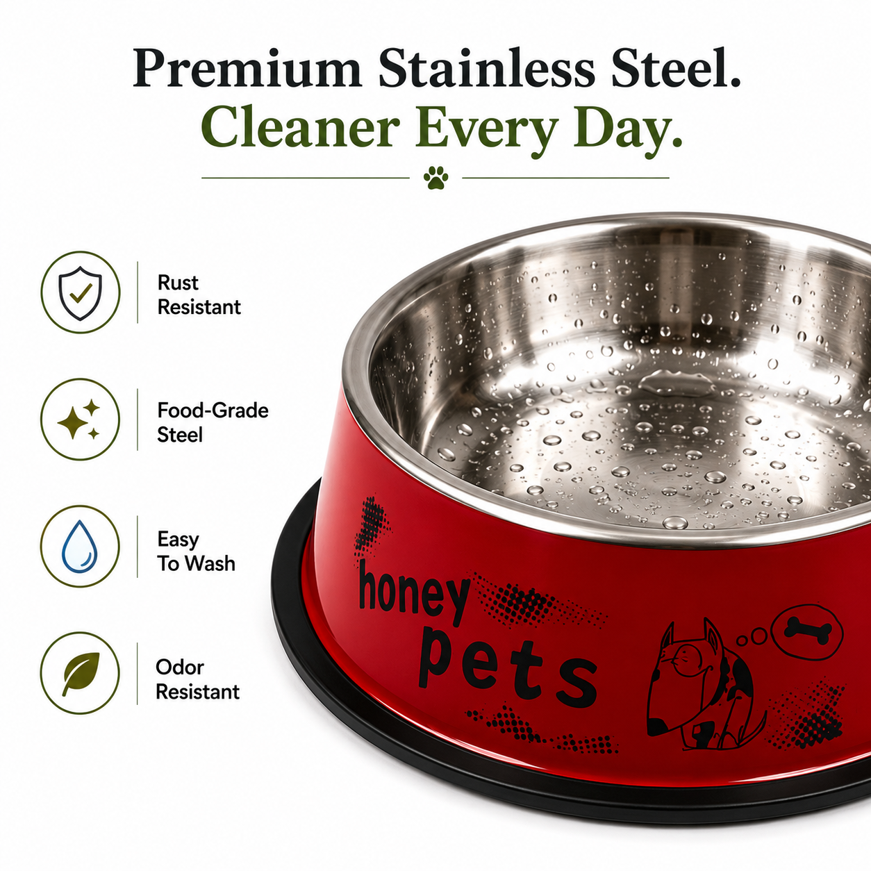 Nexora™ SteelServe Classic — Premium Stainless Steel Anti-Slip Pet Feeding Bowl (4 Sizes)