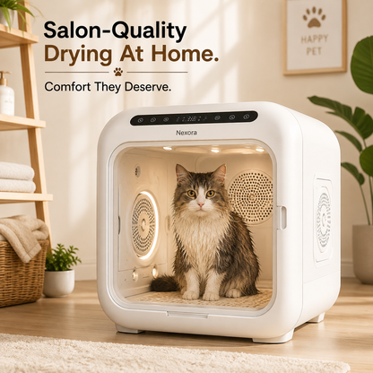 Nexora™ SmartDry Pro — Intelligent Automatic Pet Drying Box For Cats & Small Dogs