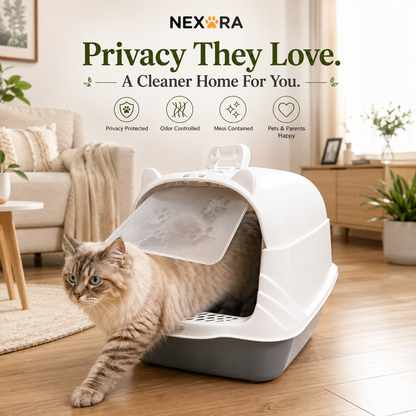 Nexora™ PrivacyPaw Haven — Premium Enclosed Cat Litter Box With Privacy Door & Anti-Tracking Step
