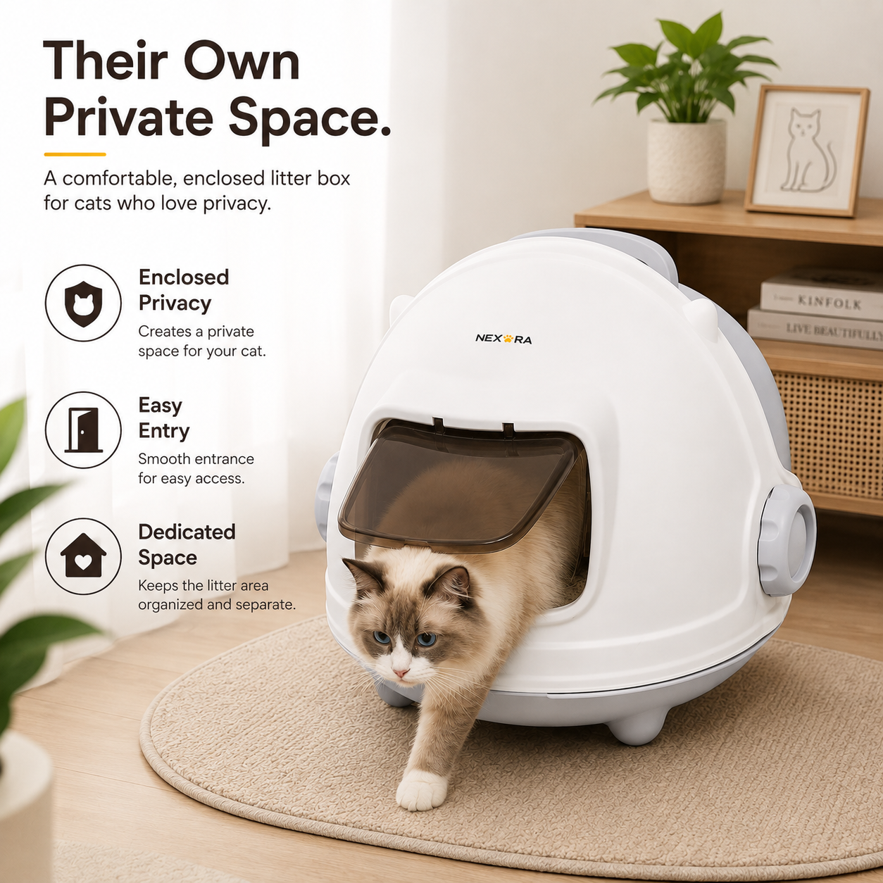 Nexora™ PremiumShield — Enclosed Cat Litter Box With Scoop