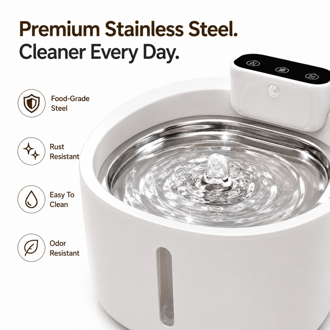 Nexora™ AquaSense Elite — Smart Wireless Motion Sensor Stainless Steel Pet Water Fountain For Cats & Dogs