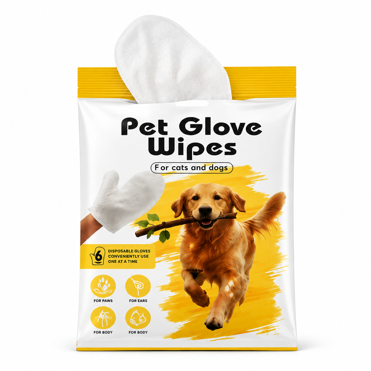 Nexora™ FreshTouch Glove Wipes — Disposable Single-Finger Cleaning Gloves For Dogs & Cats (6-Pack)