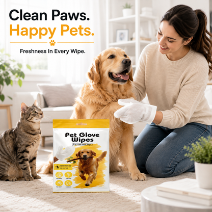 Nexora™ FreshTouch Glove Wipes — Disposable Single-Finger Cleaning Gloves For Dogs & Cats (6-Pack)