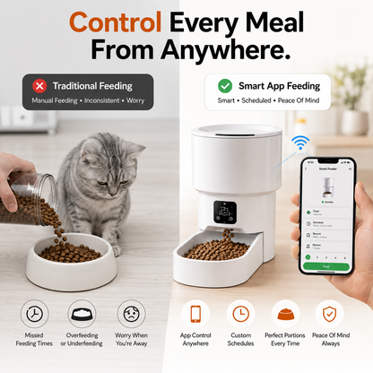 Nexora™ SmartFeed Elite — WiFi App-Controlled Automatic Pet Food Dispenser For Cats & Dogs