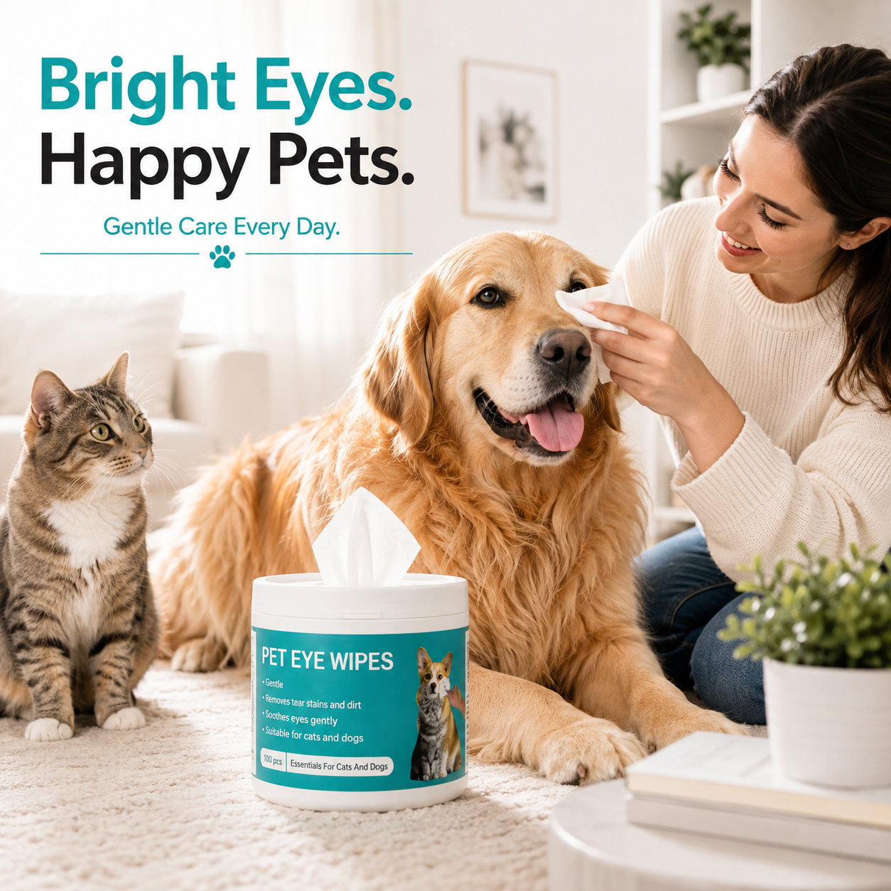 Nexora™ ClearSight Eye Wipes — Gentle Daily Eye Cleaning Wipes For Cats & Dogs (100 Pieces)