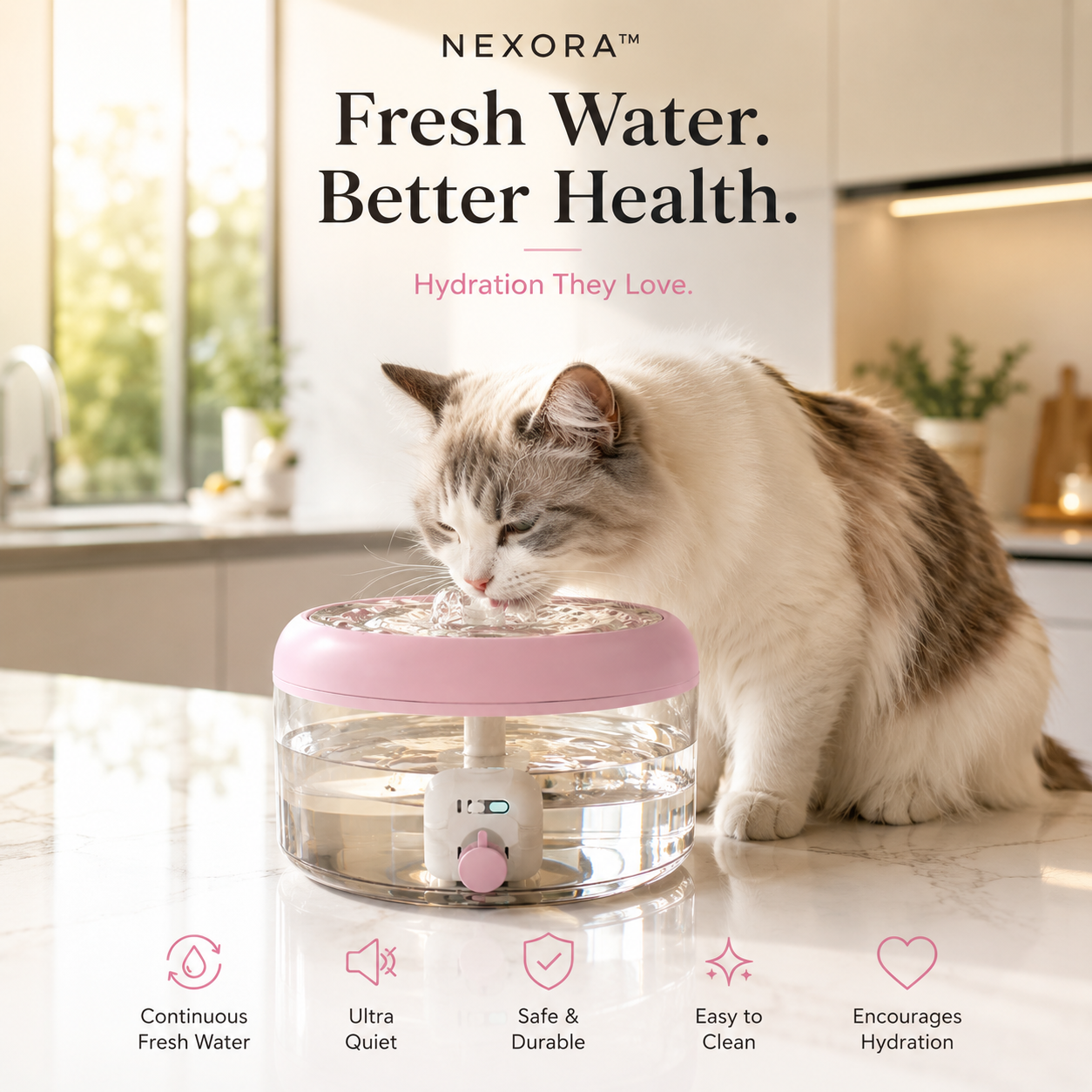 Nexora™ CrystalFlow Elite — Premium Automatic Pet Water Fountain For Cats & Dogs
