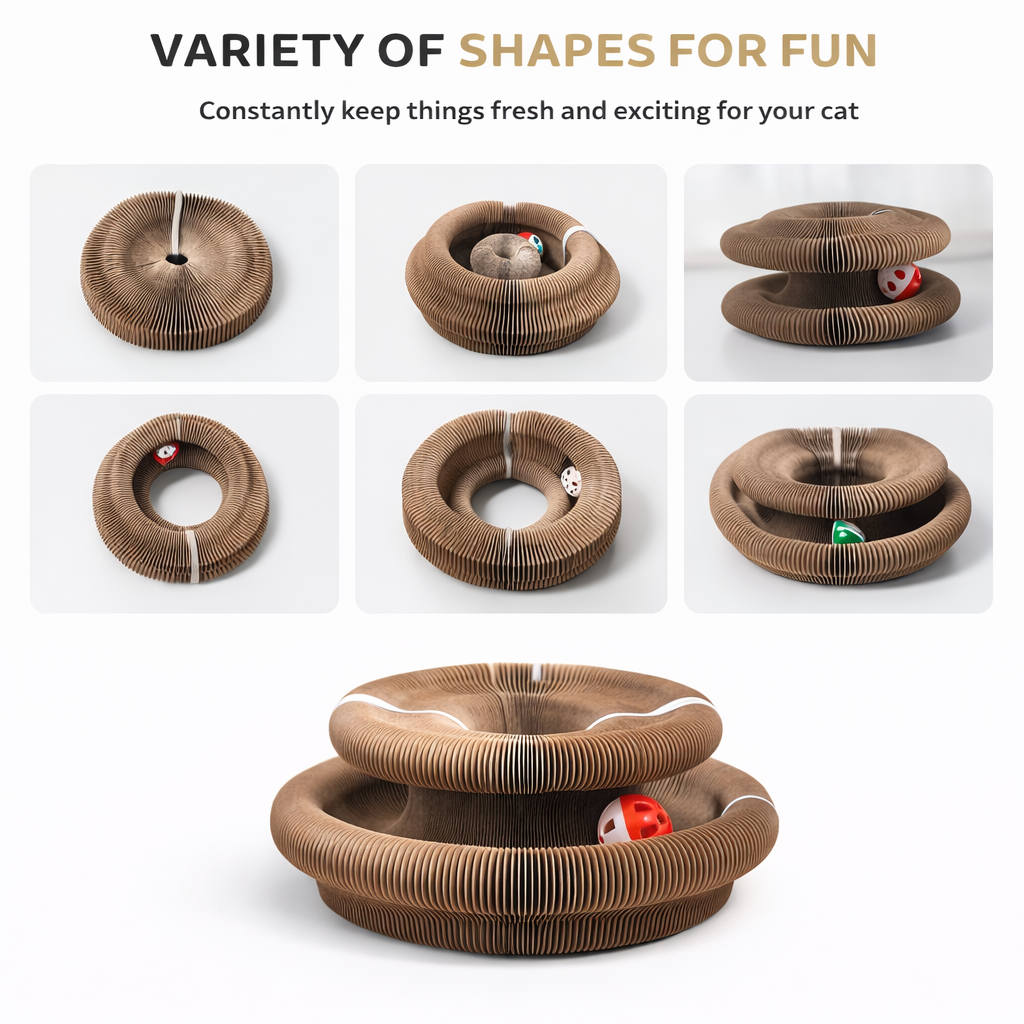 Nexora™ 3-in-1 Interactive Cat Scratcher Toy – Play, Scratch & Hide
