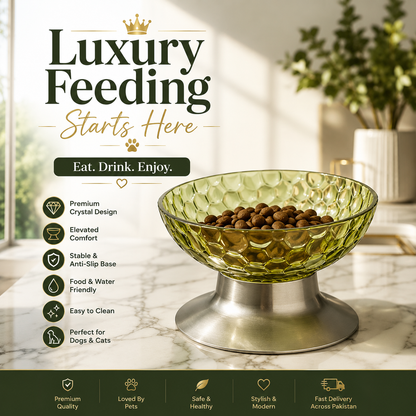 Nexora™ Crystal Transparent Pet Bowl — Elevated Luxury Feeding Bowl with Anti-Slip Base for Dogs & Cats