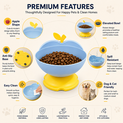 Nexora™ Apple Pet Feeding Bowl — Elevated Anti-Slip Feeding Bowl for Dogs & Cats