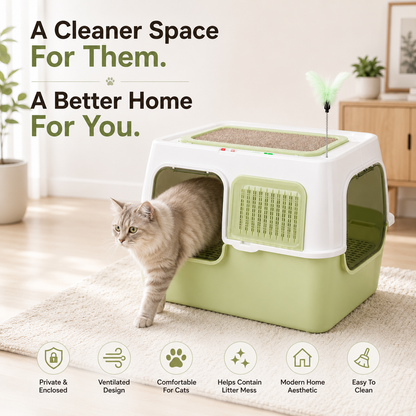Nexora™ CozyClean Cat Haven — Premium Enclosed Cat Litter Box With Smart Ventilation & Easy-Clean Design