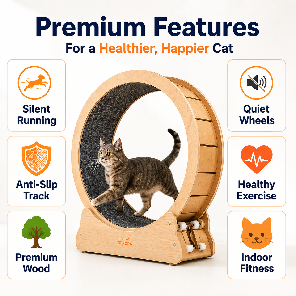 Nexora™ CatFit Exercise Wheel — Silent Indoor Running Wheel for Healthy, Happy & Active Cats