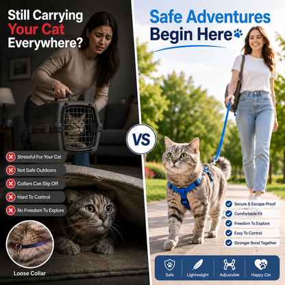 Nexora™ ComfortFit Cat Harness & Leash Set — Escape-Proof Adjustable Walking Harness for Indoor & Outdoor Cats