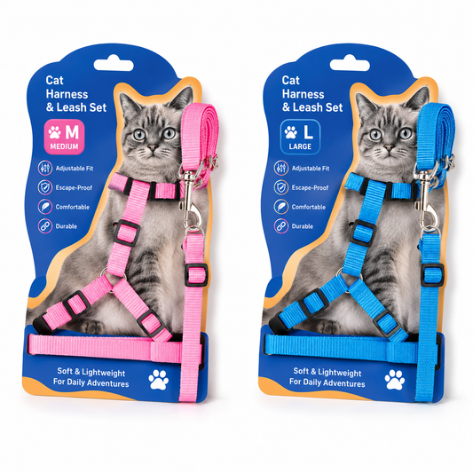 Nexora™ ComfortFit Cat Harness & Leash Set — Escape-Proof Adjustable Walking Harness for Indoor & Outdoor Cats