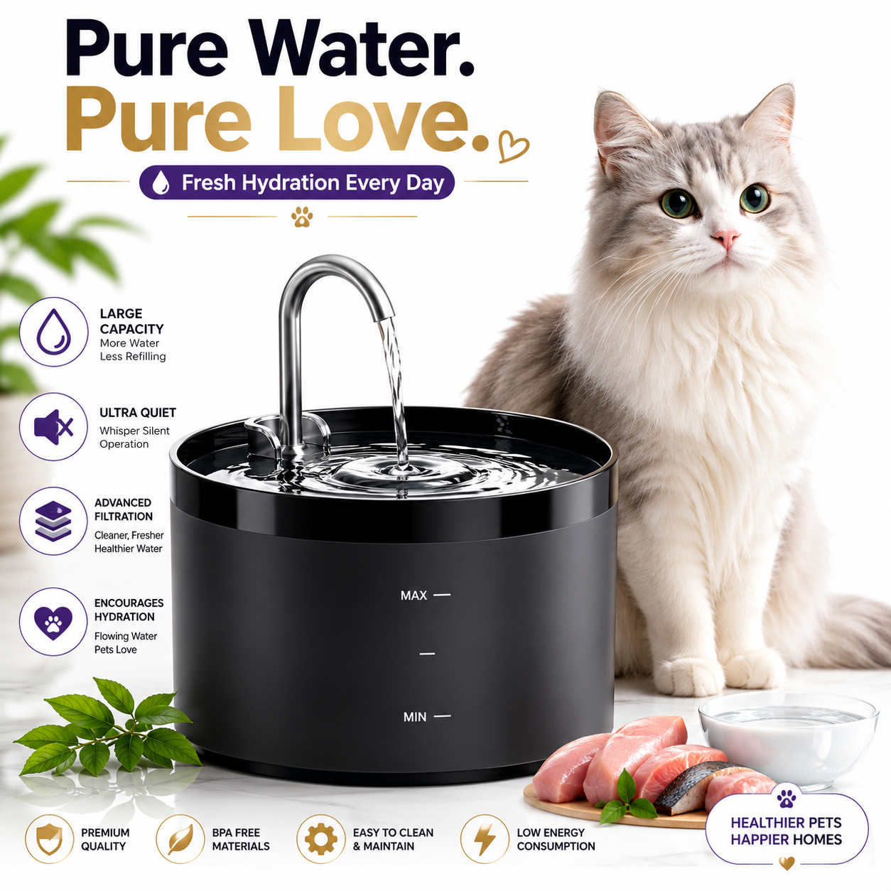 Nexora™ AquaLuxe Fountain — Ultra-Quiet Large Capacity Filtered Pet Water Fountain