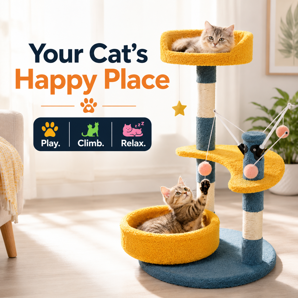 Nexora™ CozyNest Cat Tree — Multi-Level Cat Activity & Rest Tower