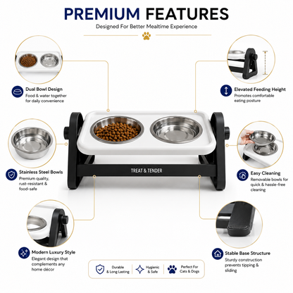 Nexora™ ElevaDine Bowl Station — Elevated Dual Stainless Steel Feeding Set For Cats & Dogs