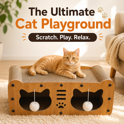 Nexora™ ScratchLounge Duo — Single Layer Double Door Corrugated Scratching Lounge