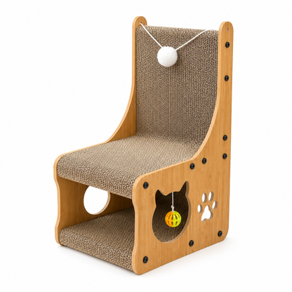 Nexora™ ScratchLounge Cat Chair — Interactive Corrugated Scratching Chair & Cozy Cat Lounge