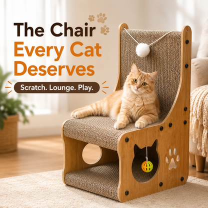 Nexora™ ScratchLounge Cat Chair — Interactive Corrugated Scratching Chair & Cozy Cat Lounge