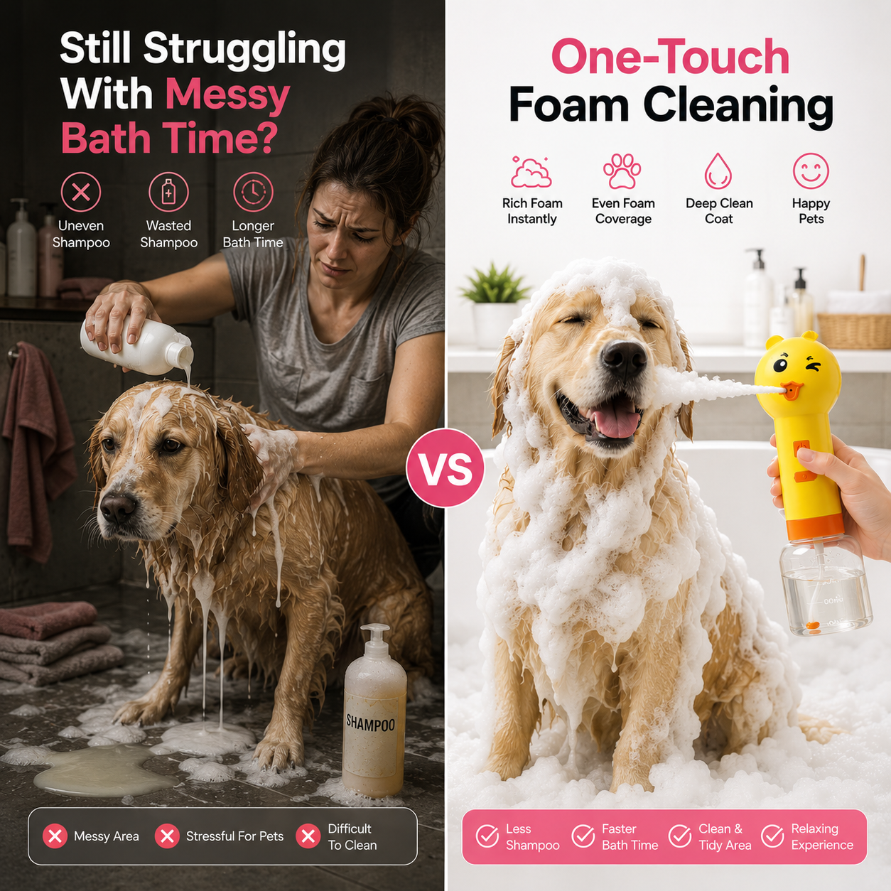 Nexora™ FoamPaws Pro — Wireless Automatic Pet Foaming Shampoo Dispenser