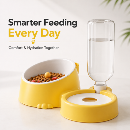 Nexora™ PawHydra Elite — Elevated Pet Feeding Bowl & Automatic Gravity Water Dispenser