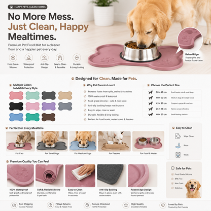 Nexora™ CleanPaw Mat — Anti-Slip Waterproof Silicone Feeding Mat For Cats & Dogs