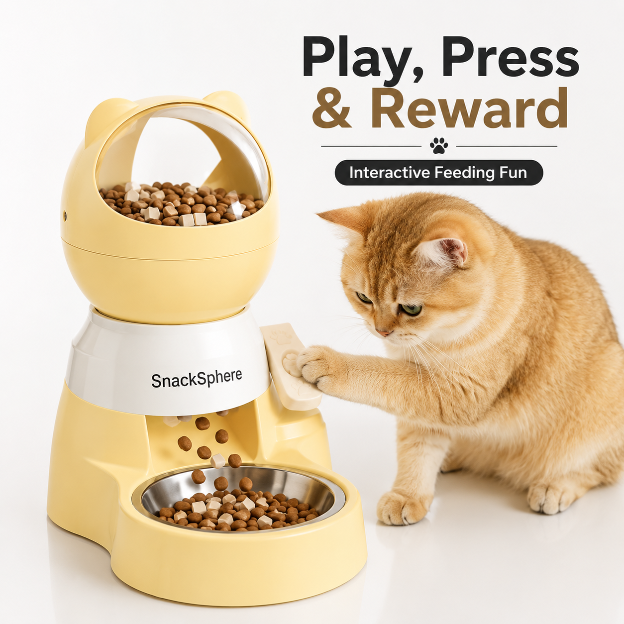 Nexora™ PawPress Treat Station — Interactive Button Pet Food Dispenser For Pets 2.2L