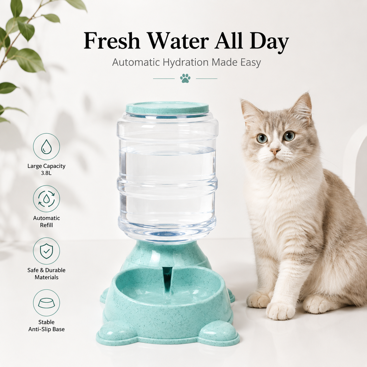 Nexora™ AquaFlow Pro — 3.8L Automatic Gravity Water Dispenser For Pets