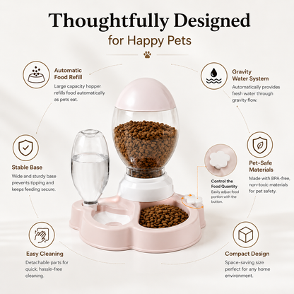 Nexora™ SmartServe Duo — Automatic Pet Food & Gravity Water Dispenser Station For Pets