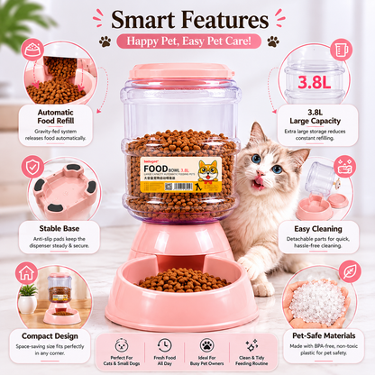 Nexora™ AutoFeast Pro — 3.8L Automatic Gravity Pet Food Dispenser For Pets