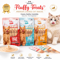 Nexora™ Fluffy Treats Premium Lickable Cat Snacks – Grain-Free Creamy Delight (3 Flavors)