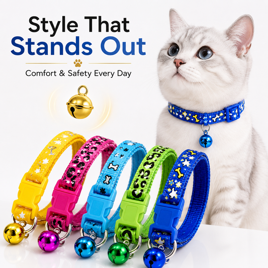 Nexora™ CharmBell Cat Collar — Adjustable Safety Collar With Bell For Stylish Cats