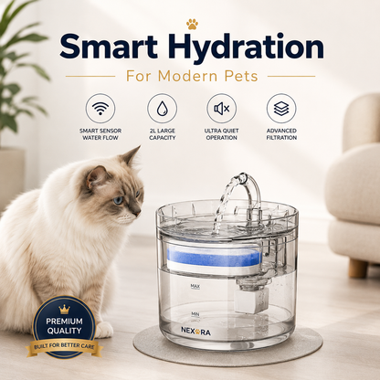 Nexora™ CrystalFlow Pro — 2L Premium Pet Water Fountain